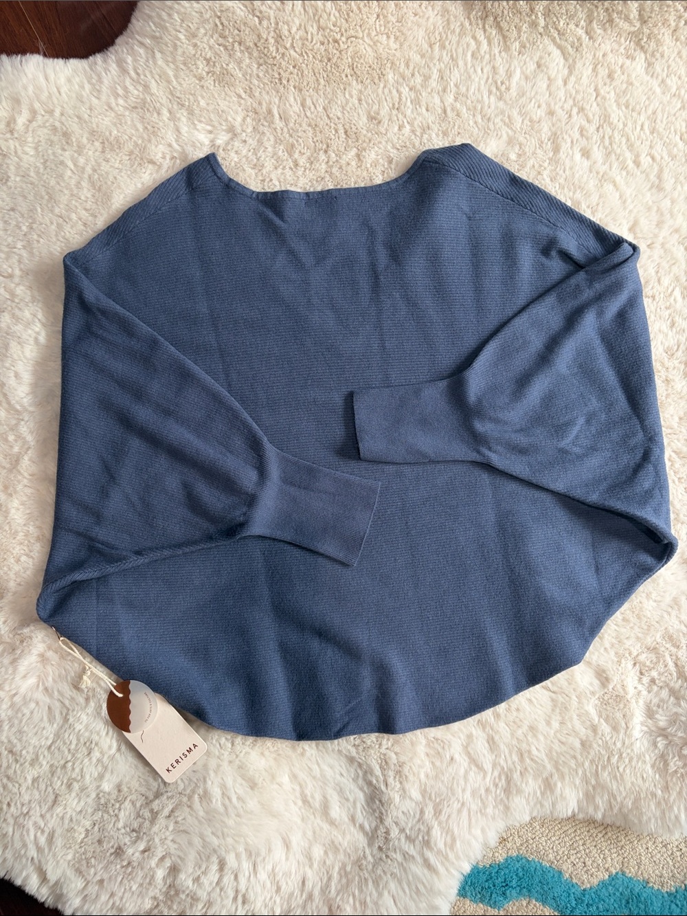 Kerisma 'Ryu' V-Neck Batwing Sweater in Stormy Blue - Size S/M - Picture 6 of 17